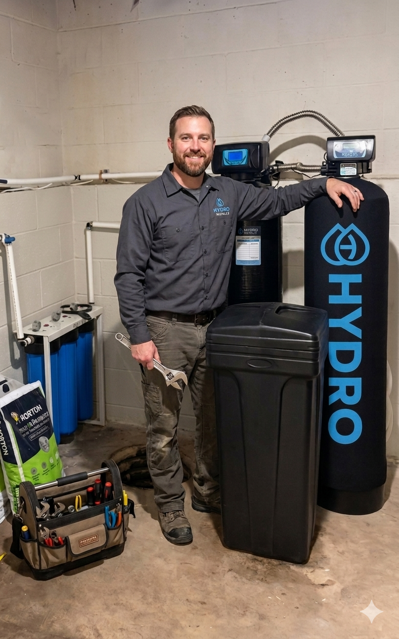 Professional water softener and carbon filter installation